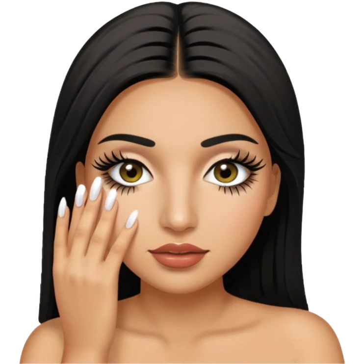 Baddie Latina emoji with fake lashes and white nails with cum covering her face emoji