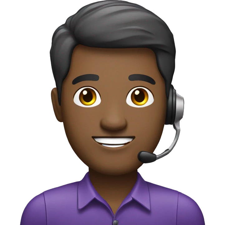 a call centre operator male with purple backgrond emoji