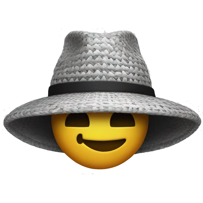 black-and-white woven hat emoji