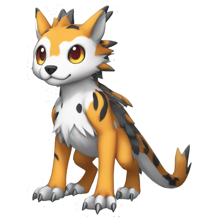 cute cool edgy Digimon-Fakemon-animal with markings full body emoji