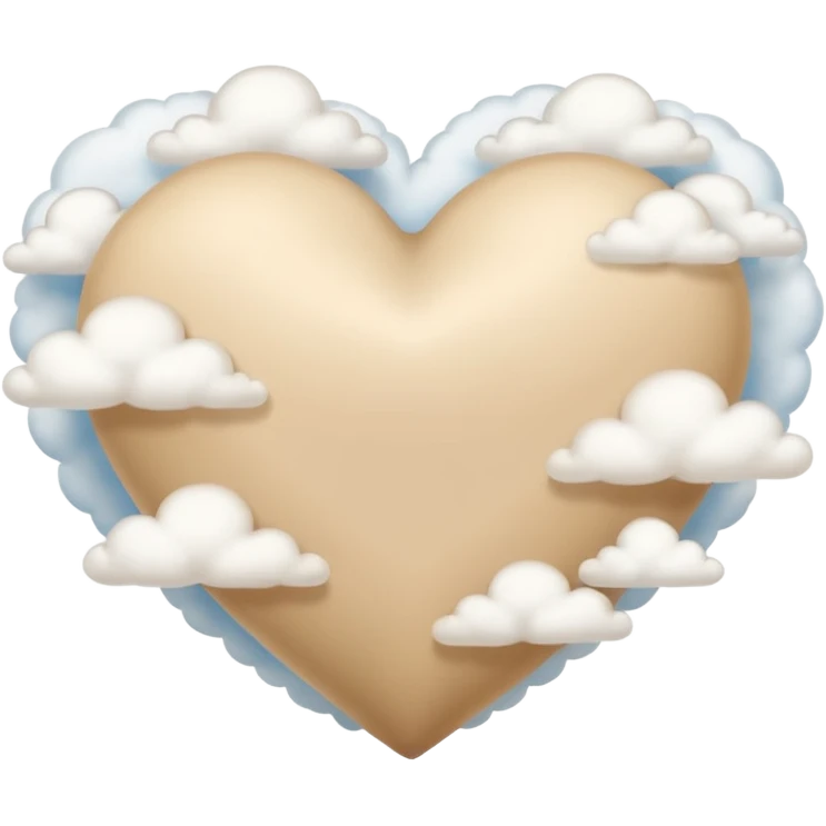 Soft beige heart with clouds INFRONT of it emoji