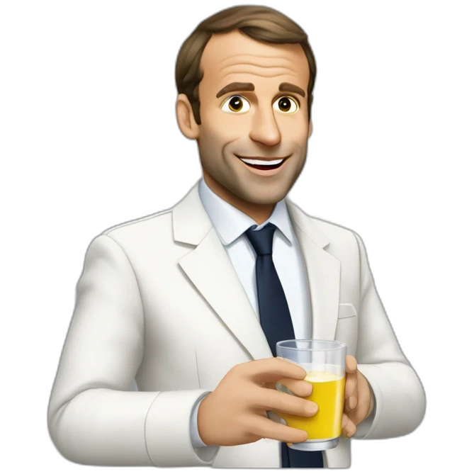 Macron drinking pastis emoji