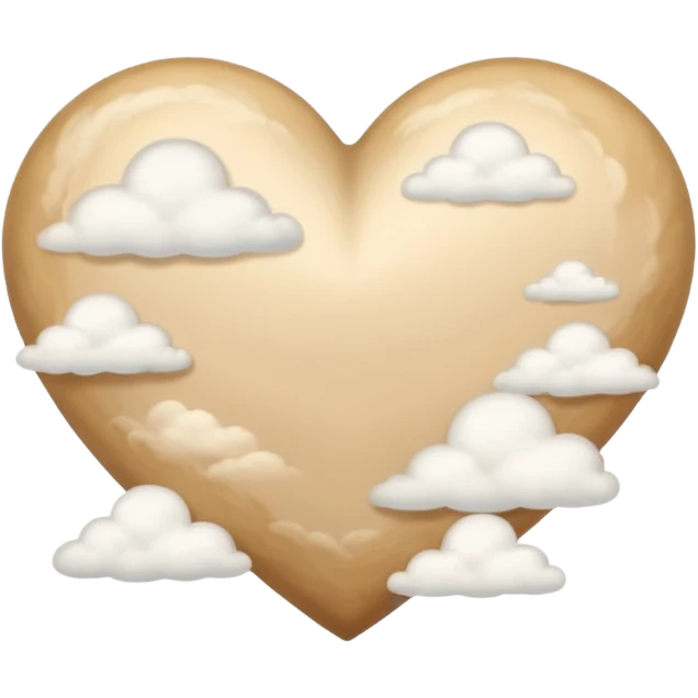 Soft beige heart with clouds underneath it emoji