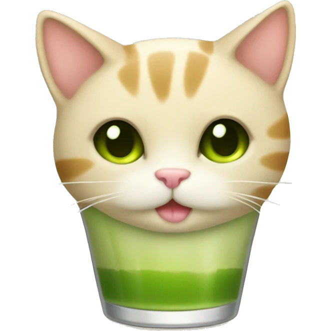 beige kitty drink matcha latee emoji