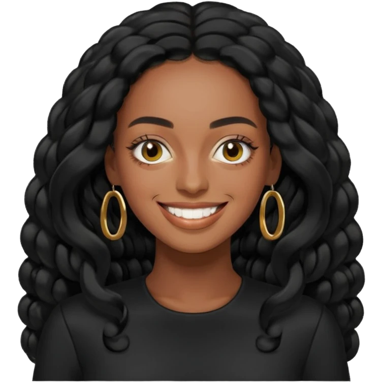 Solange, black long hair, black outfit emoji