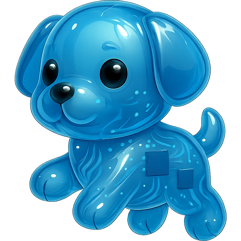 a playful puppy in glossy circuit style emoji