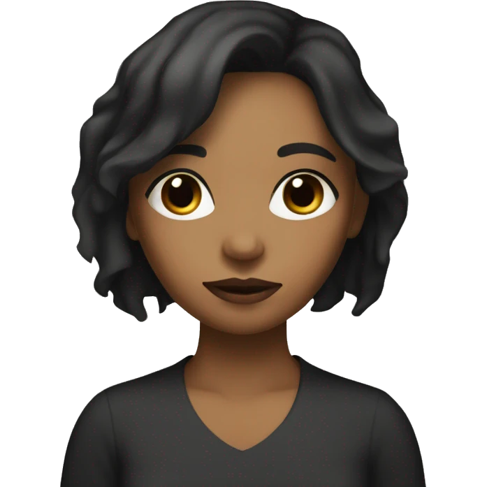 brown girl with black hair with dark circles holding a pile of paper  emoji