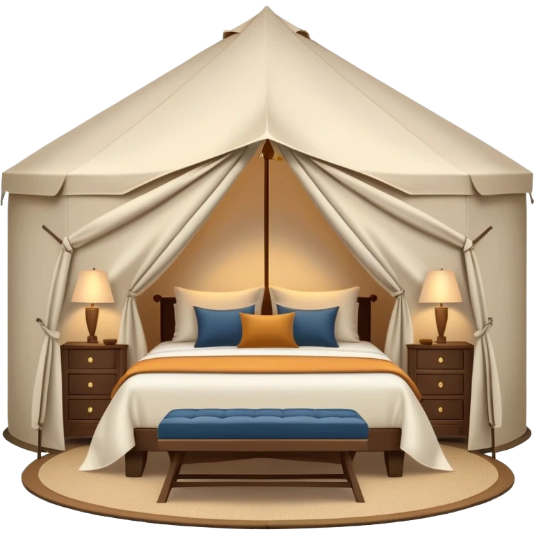 luxury glamping tent with elegant furniture and decorations emoji