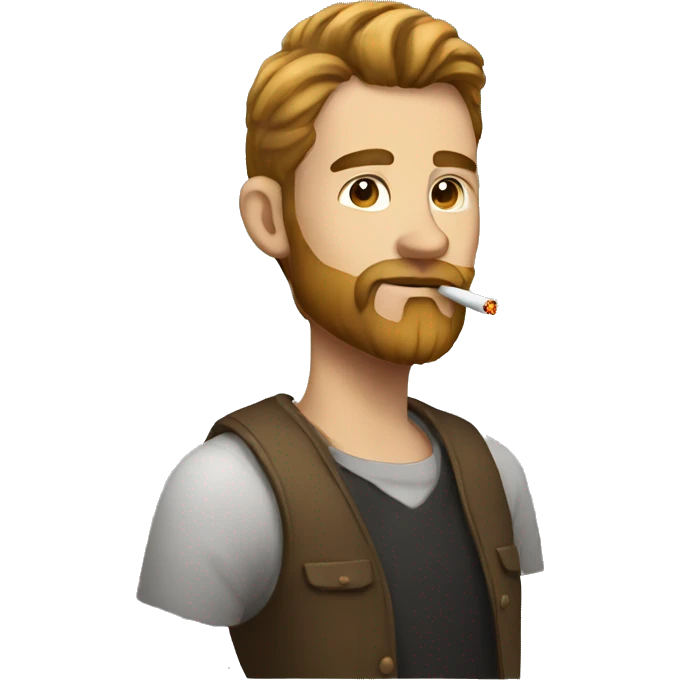 Man with light brown beard and pony tail smoking  emoji