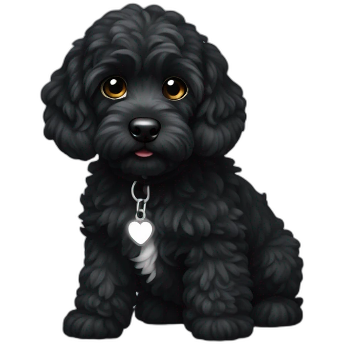 Black cockapoo with white flash on chest emoji
