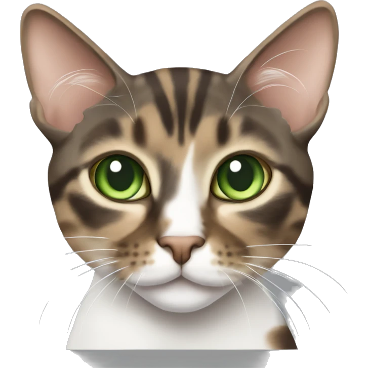 brown piebald tabby cat with green eyes emoji