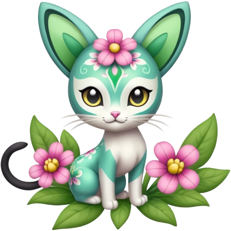 Meloetta-Floragato-Sprigatito-Meowscarada-Pokémon-Fakémon-fusion-hybrid-creature emoji
