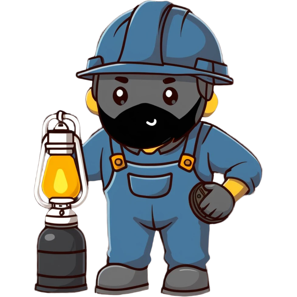Extremely detailed 19th century coal miner with soot-covered face, detailed period work clothes, helmet with lamp, realistic lighting and textures emoji