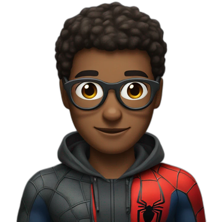miles morales of spider man with gray glasses emoji
