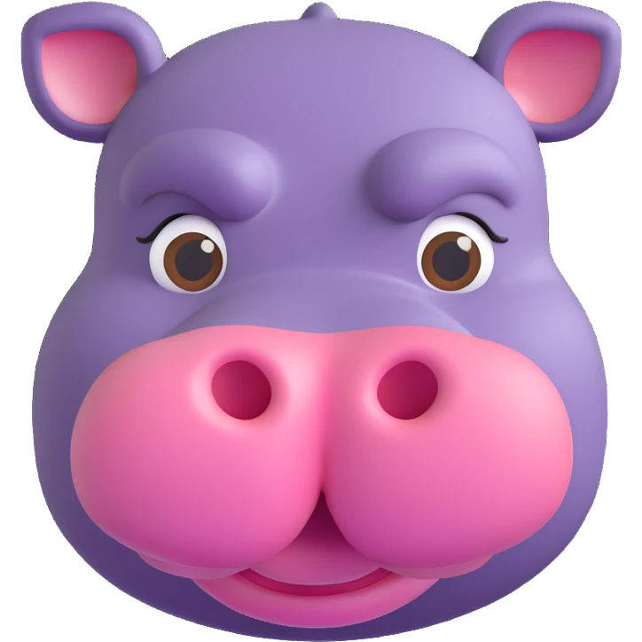 hippopotamus head, 3D emoji style, soft shading, lively and expressive, suitable for app icon emoji