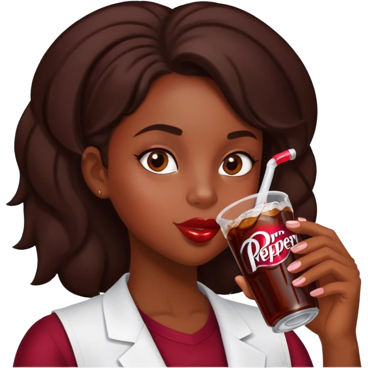 black girl drinking Dr.Pepper  emoji