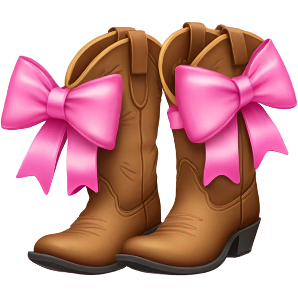 pair of girly cowboy boots with pink bow on top emoji