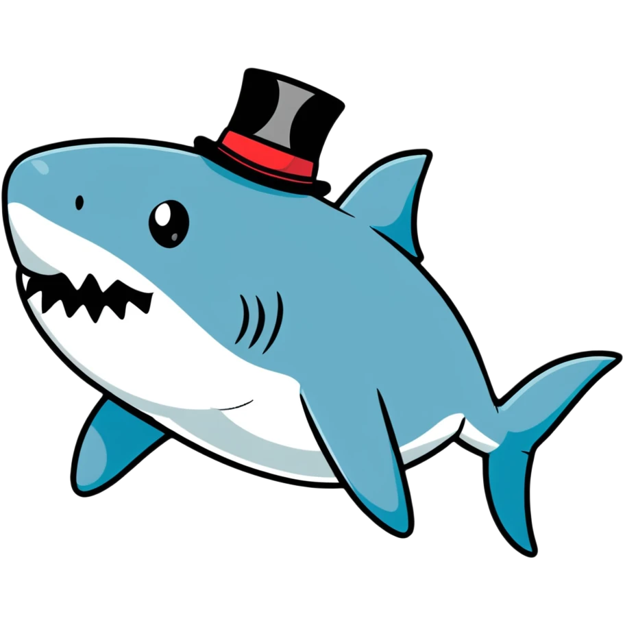 Shark with a top hat emoji