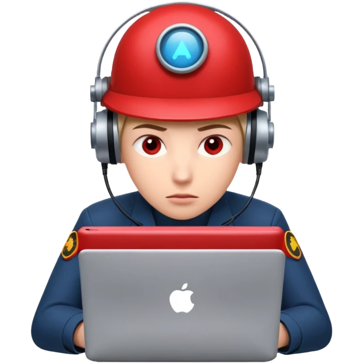 AI Agent red team looking at the laptop very focused trying to come up attacks to stress test the system and find loopholes

 emoji