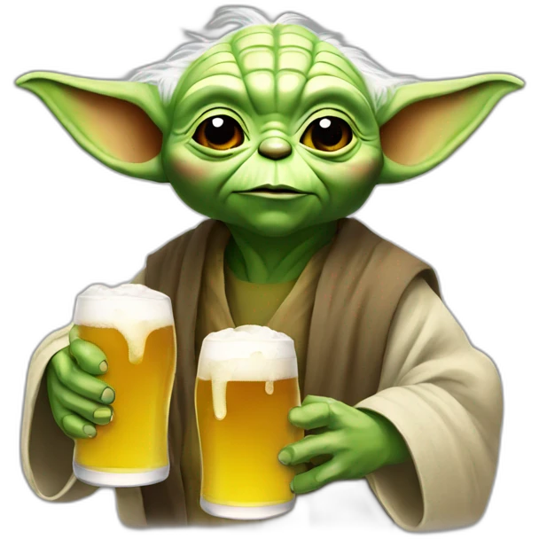 Yoda drink a beer emoji