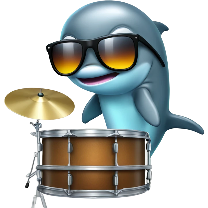 Dolphin with sunglasses playing the drum set emoji
