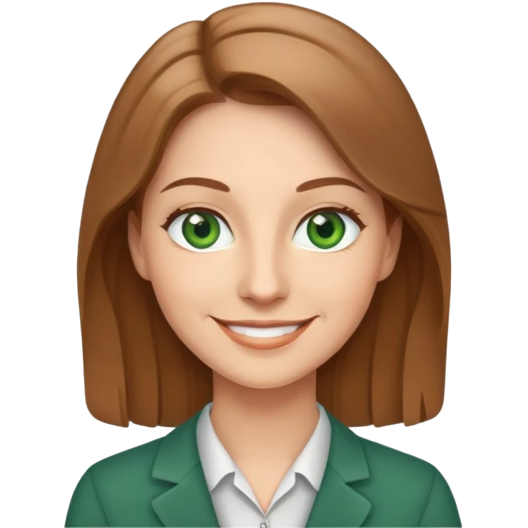 smiling teacher with light brown hair and green eyes emoji