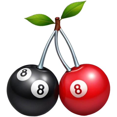 Two 8 ball in the shape of cherries emoji