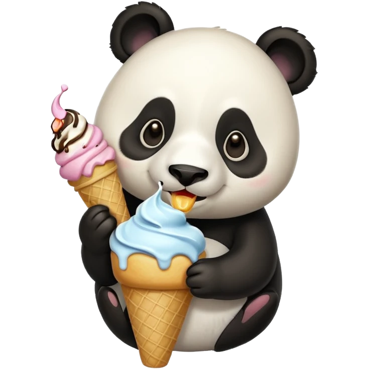 Panda eating ice cream emoji