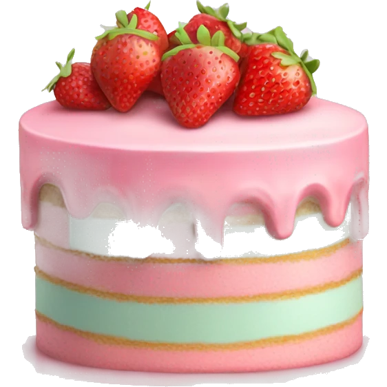 Pastel Birthday cake with strawberry emoji