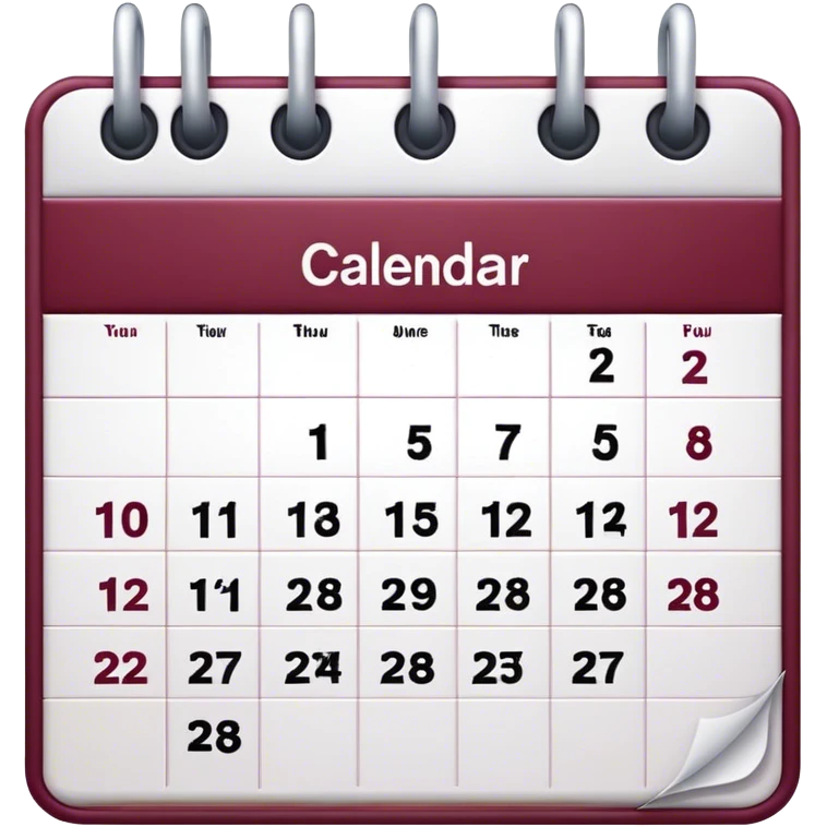 Burgundy and white calendar no dates emoji
