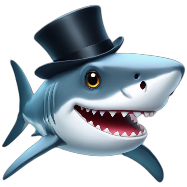 Shark with a top hat emoji