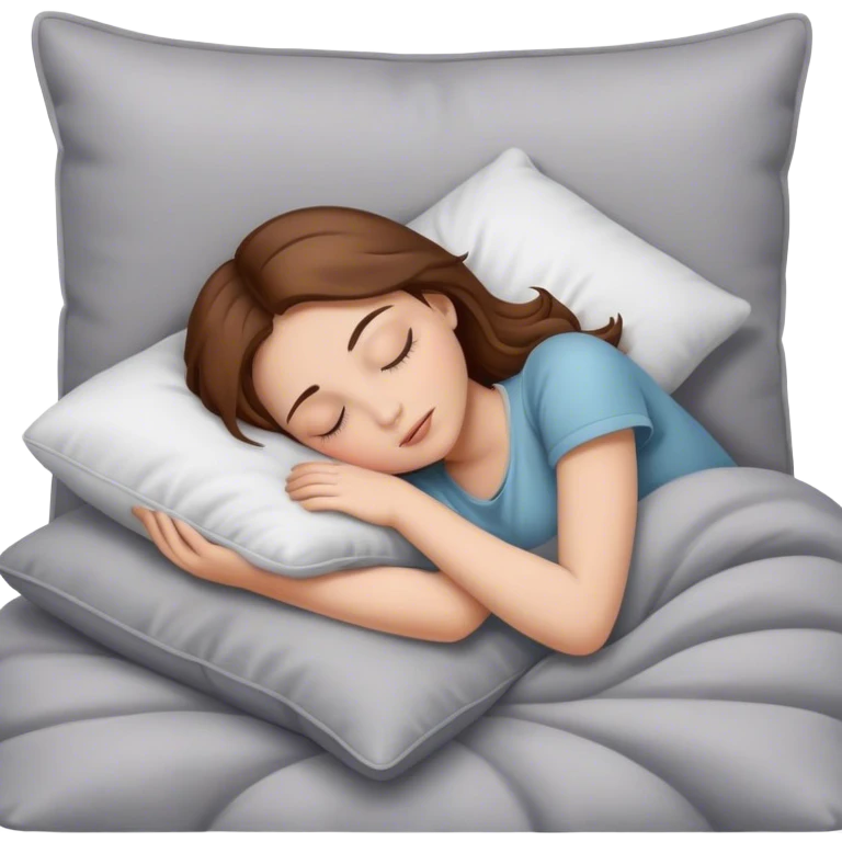 Girl with brown hair sleeping on gray pillow  emoji