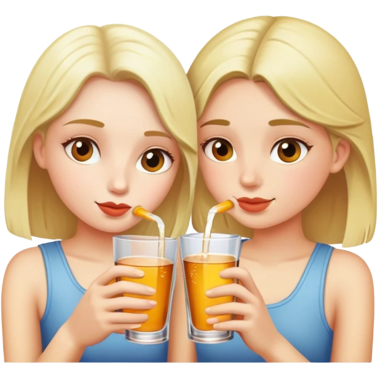 Two girls drinking  emoji