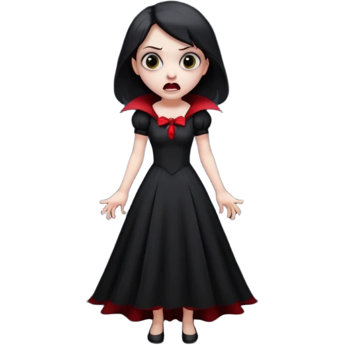 Cartoon vampire girl with a scared and shocked expression, full body  emoji
