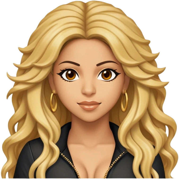 Cinematic Realistic portrait of Shakira, shown as a dynamic pop icon with expressive features and detailed modern attire, illuminated by vibrant, energetic lighting that highlights her global influence emoji