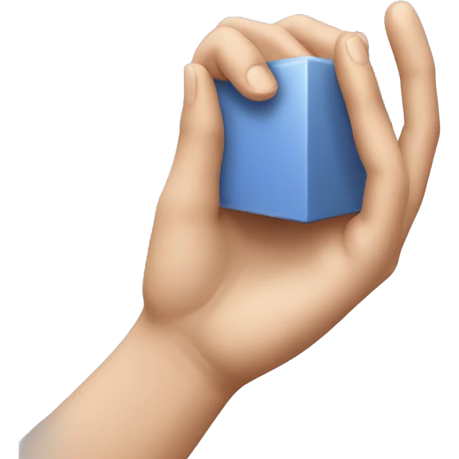 a hand touching a cube emoji