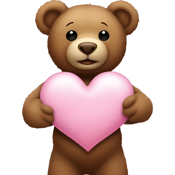 Teddy bear holding up a big pastel pink heart emoji
