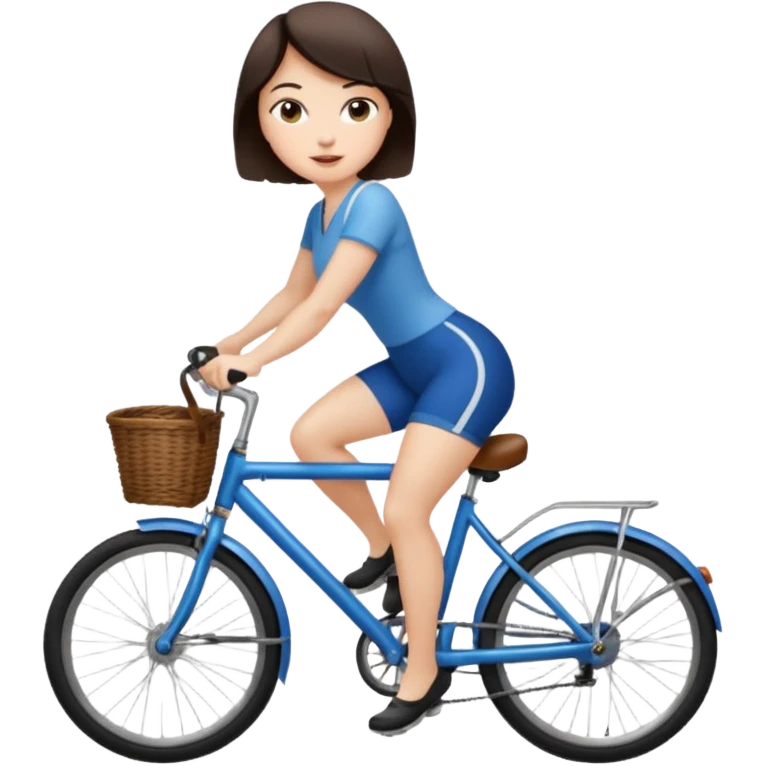 Pretty, sexy, slightly curvy white woman with short dark brown hair, riding a bicycle  emoji