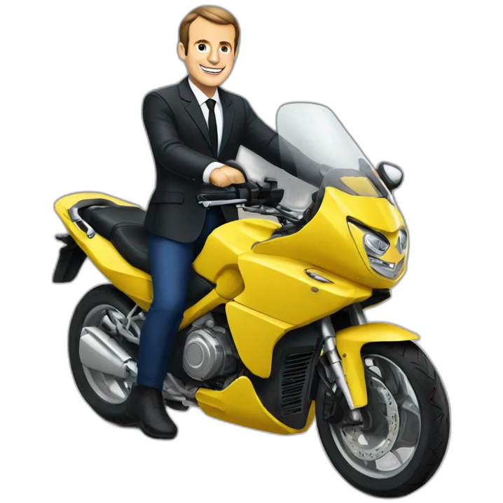 Macron sur une moto emoji