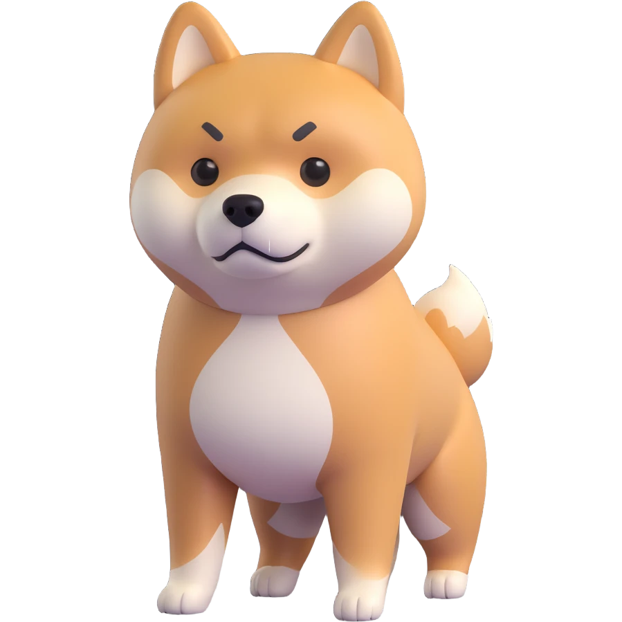 shiba inu standing, sad emoji