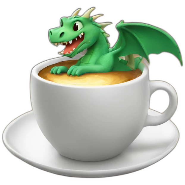 Tired dragon coming out of a cup of coffee emoji