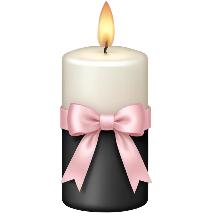 white candle with soft flame, pastel pink satin bow tied around candle, elegant minimal style, smooth wax texture, cozy romantic mood, 3D render, isolated on transparent background
 emoji