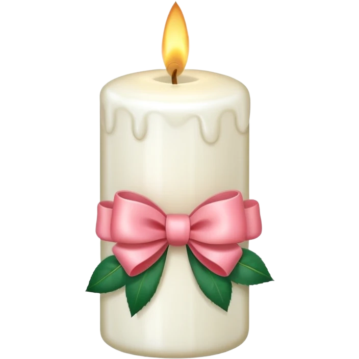 white candle with a rose bow emoji