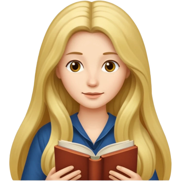 long haired women with book emoji