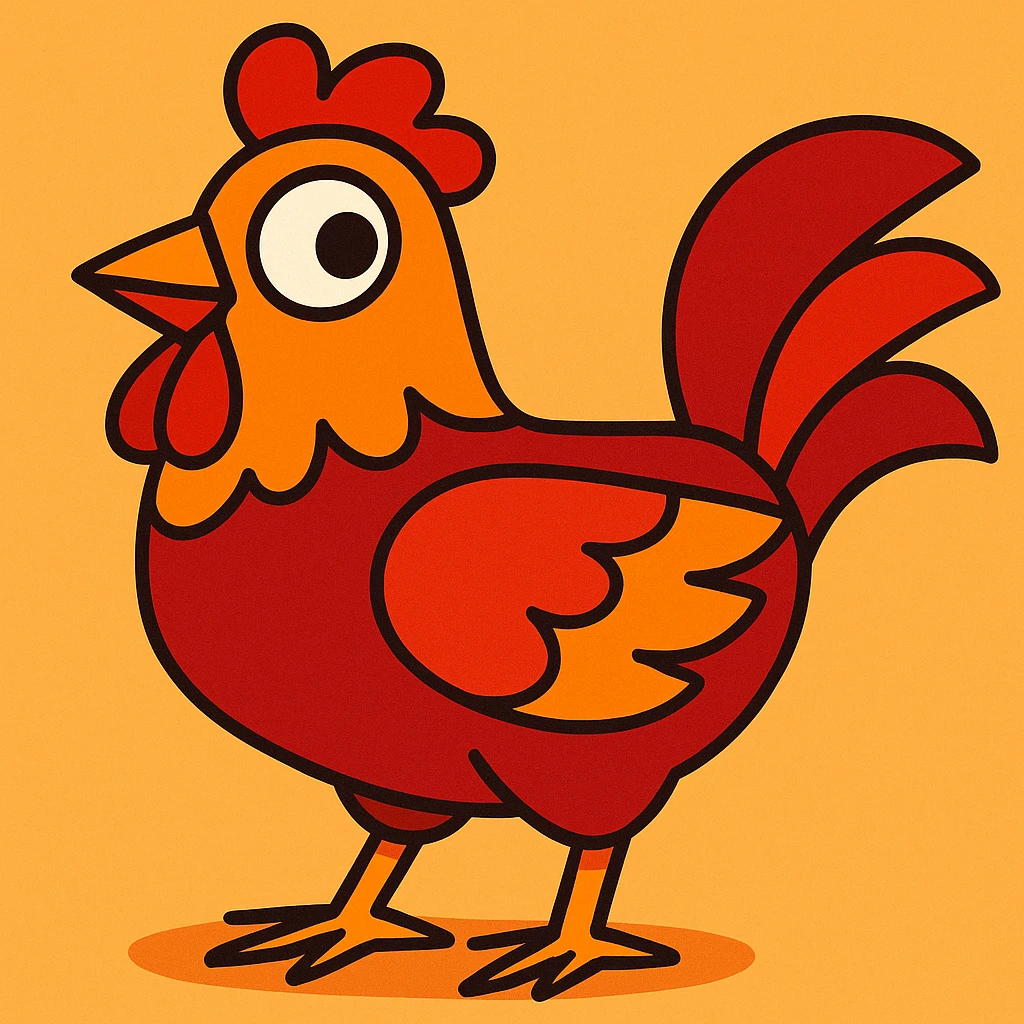 clever chicken, vibrant cartoon style emoji