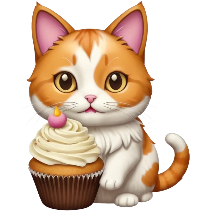 cat holding a cupcake emoji