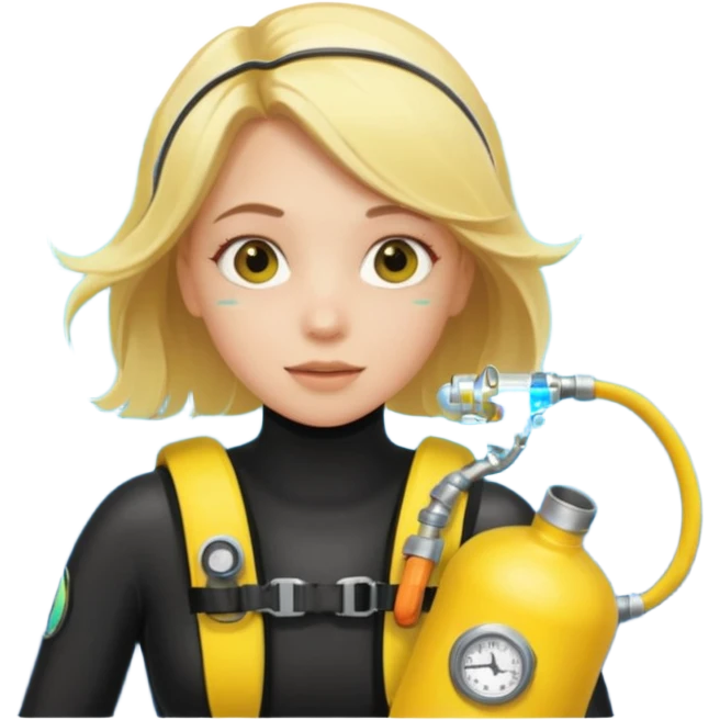 scuba diving girl blonde with yellow oxygen tank emoji