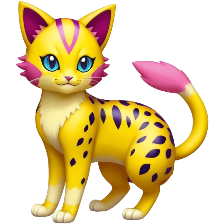 Colorful Liepard-Skitty-Delcatty-Pokémon-Fakémon-hybrid-creature (full body) emoji