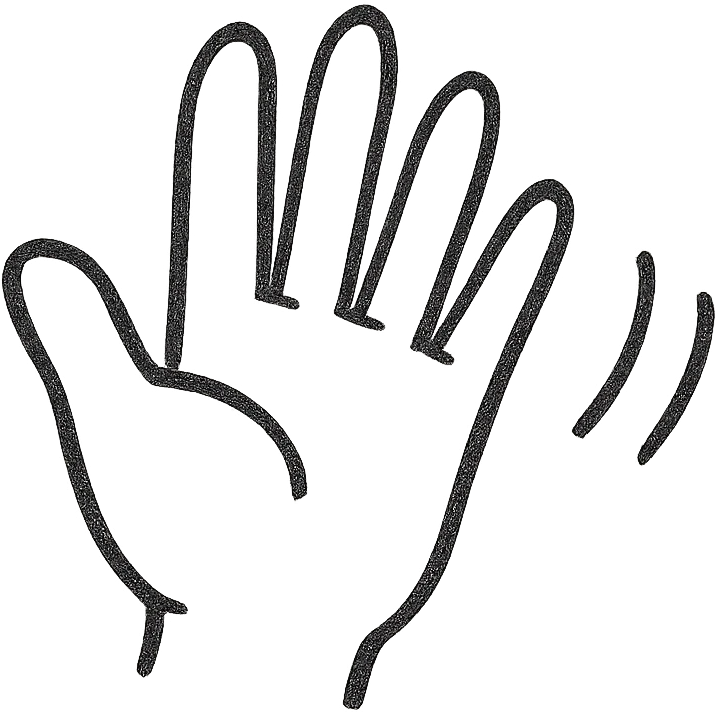 a hand making a waving gesture, simple and friendly emoji