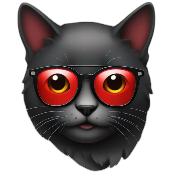 Gato negro con bufanda roja y lentes emoji